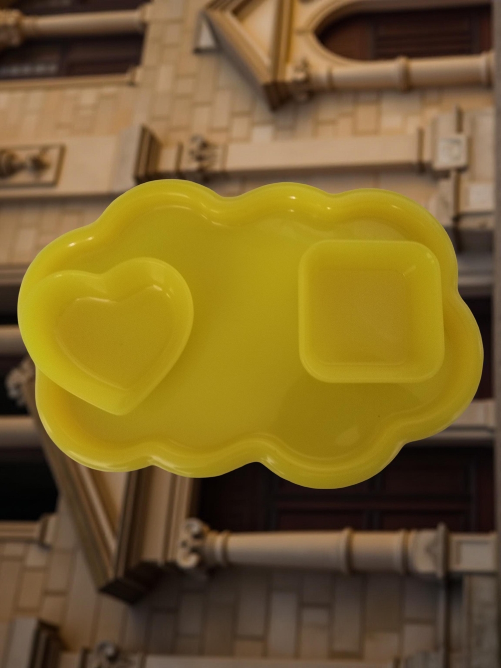 Yellow Cloud-Shaped Jewelry Tray with Heart & Square Dishes